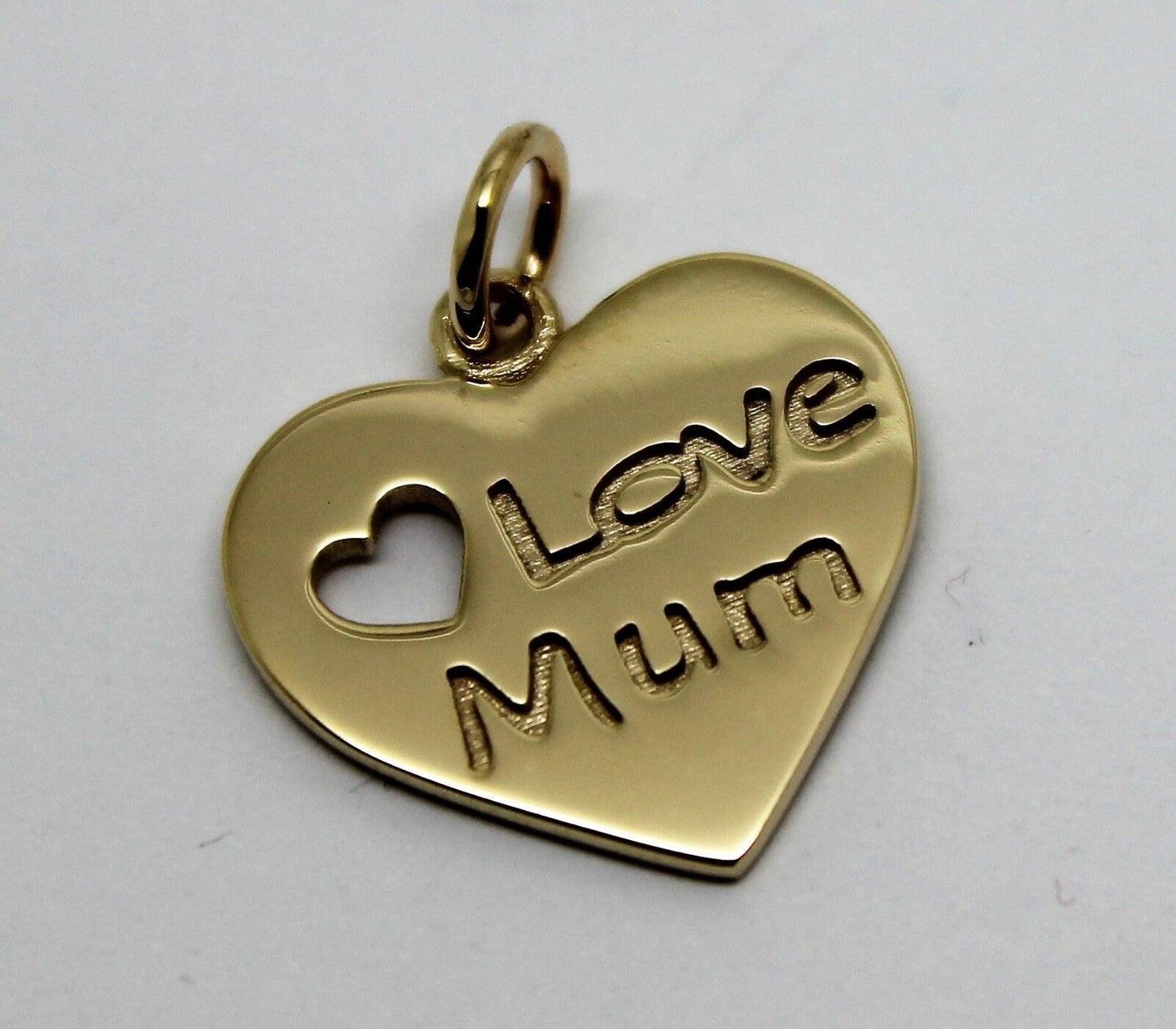 Kaedesigns, Genuine 9K 9ct Yellow, Rose or White Gold I Love Mum Shield Pendant