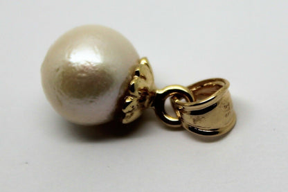 Genuine 9ct 9k Solid Yellow, Rose or White Gold 12mm White  Pearl Ball Pendant