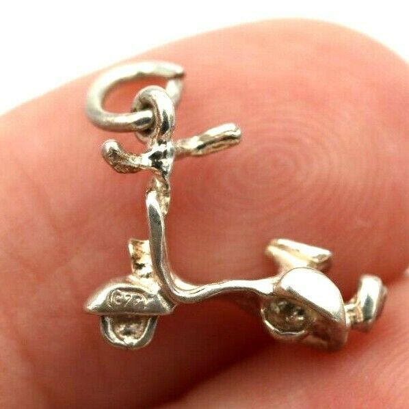 Sterling Silver Small Scooter Charm or Pendant + jump ring