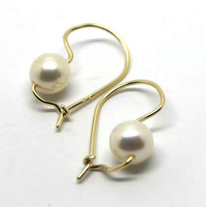 Genuine 9ct 9k Yellow, Rose or White Gold 8mm White Pearl Hook Earrings