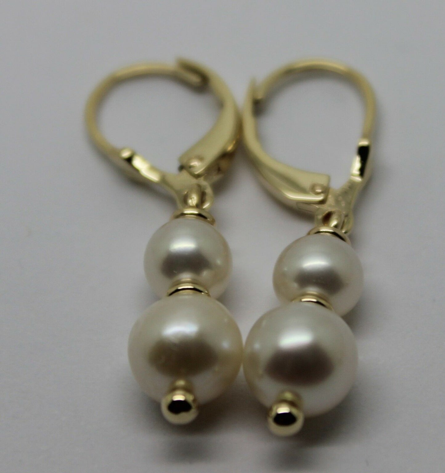 New 9ct 9k Yellow Gold 6mm & 8mm White Pearl Continental Clip Earrings