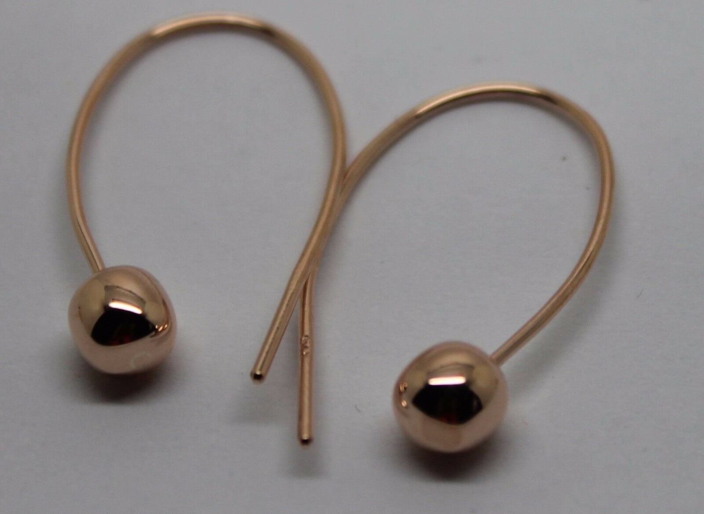 Genuine New Large Hooks 9ct Yellow, Rose or White Gold 6mm Euro Ball Drop Earrings