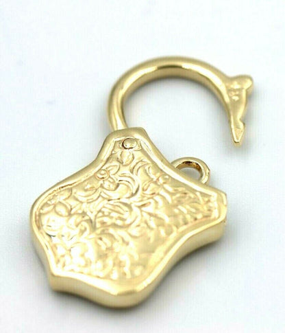 Genuine New 9k 9ct 15mm x 24mm Yellow, Rose and White Gold Filigree Heart Pendant / Padlock