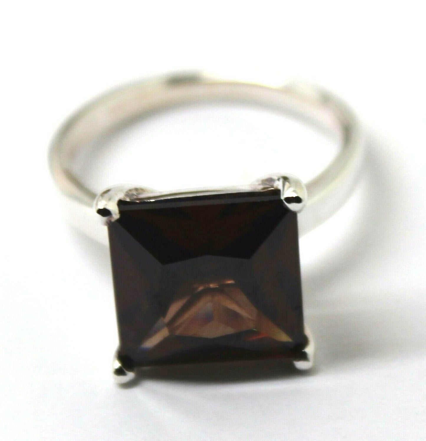 Sterling Silver Brown Square Cubic Zirconia Ring