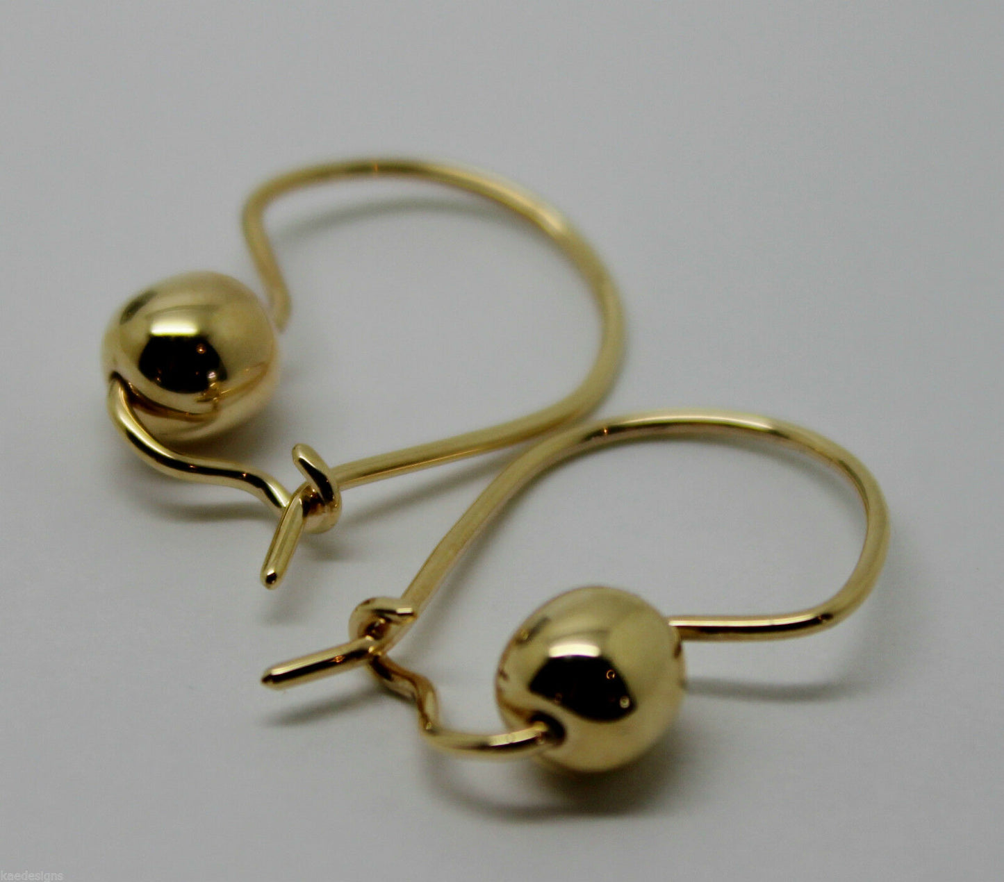 Genuine New 9ct 9kt Yellow, Rose or White Gold 6mm Euro Plain Ball Drop Earrings