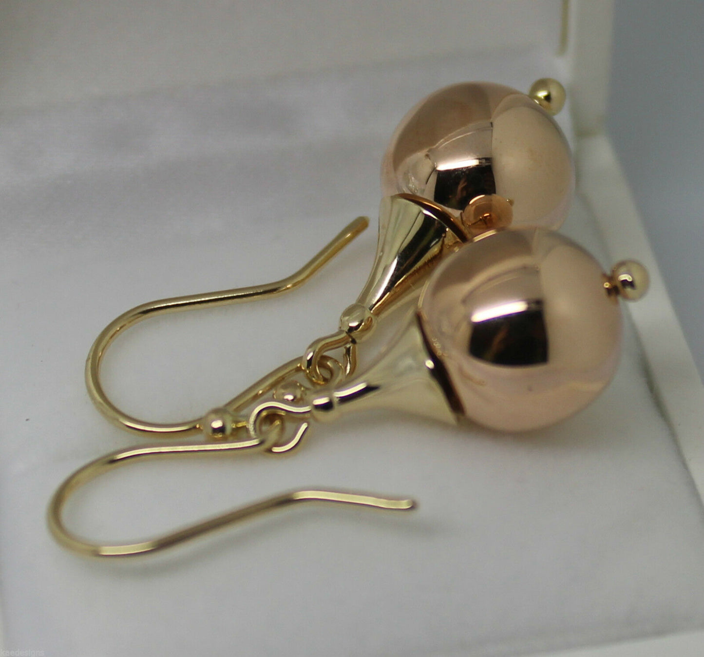 Genuine 9ct Yellow & Rose Gold 12mm Ball Earrings