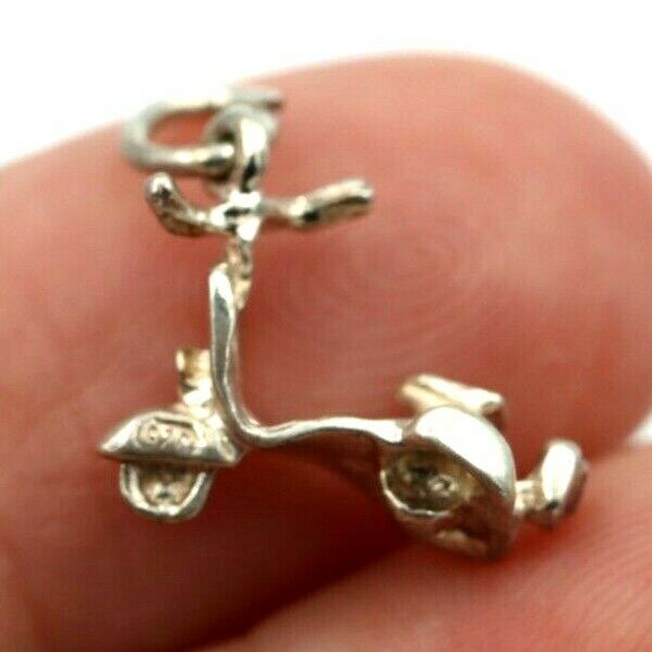 Sterling Silver Small Scooter Charm or Pendant + jump ring