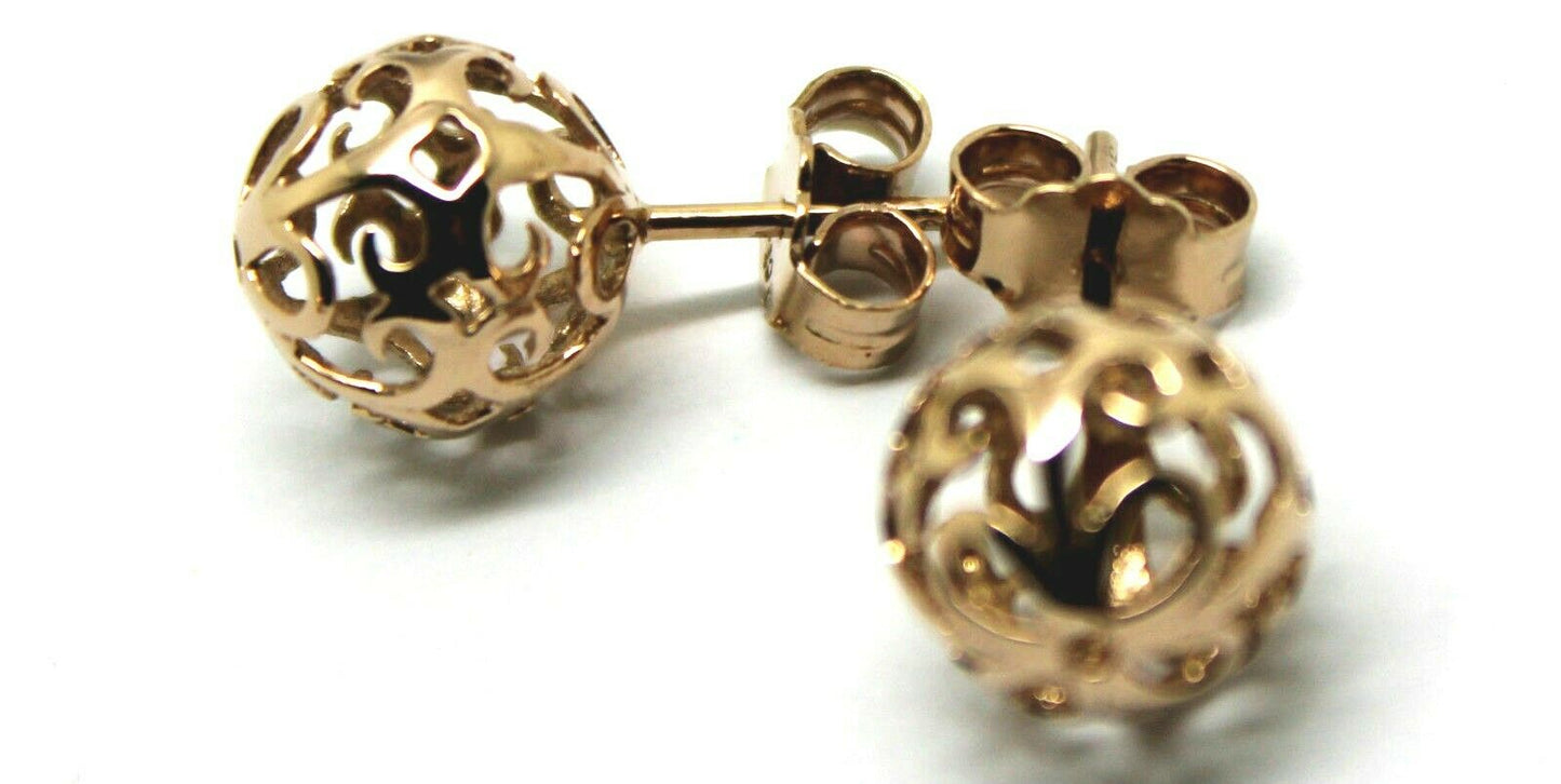 Genuine 9ct Solid Yellow, Rose or White Gold 10mm, 12mm or 14mm Filigree Stud Ball Earrings