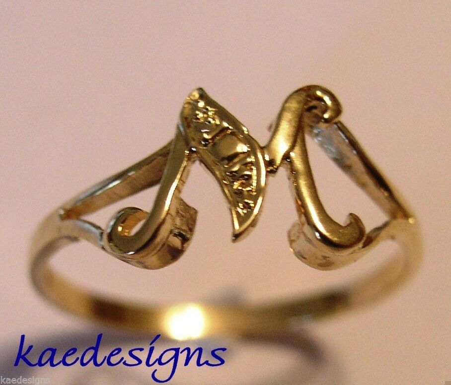 Genuine Delicate 9ct 375 Yellow, Rose or White Gold Initial Ring M