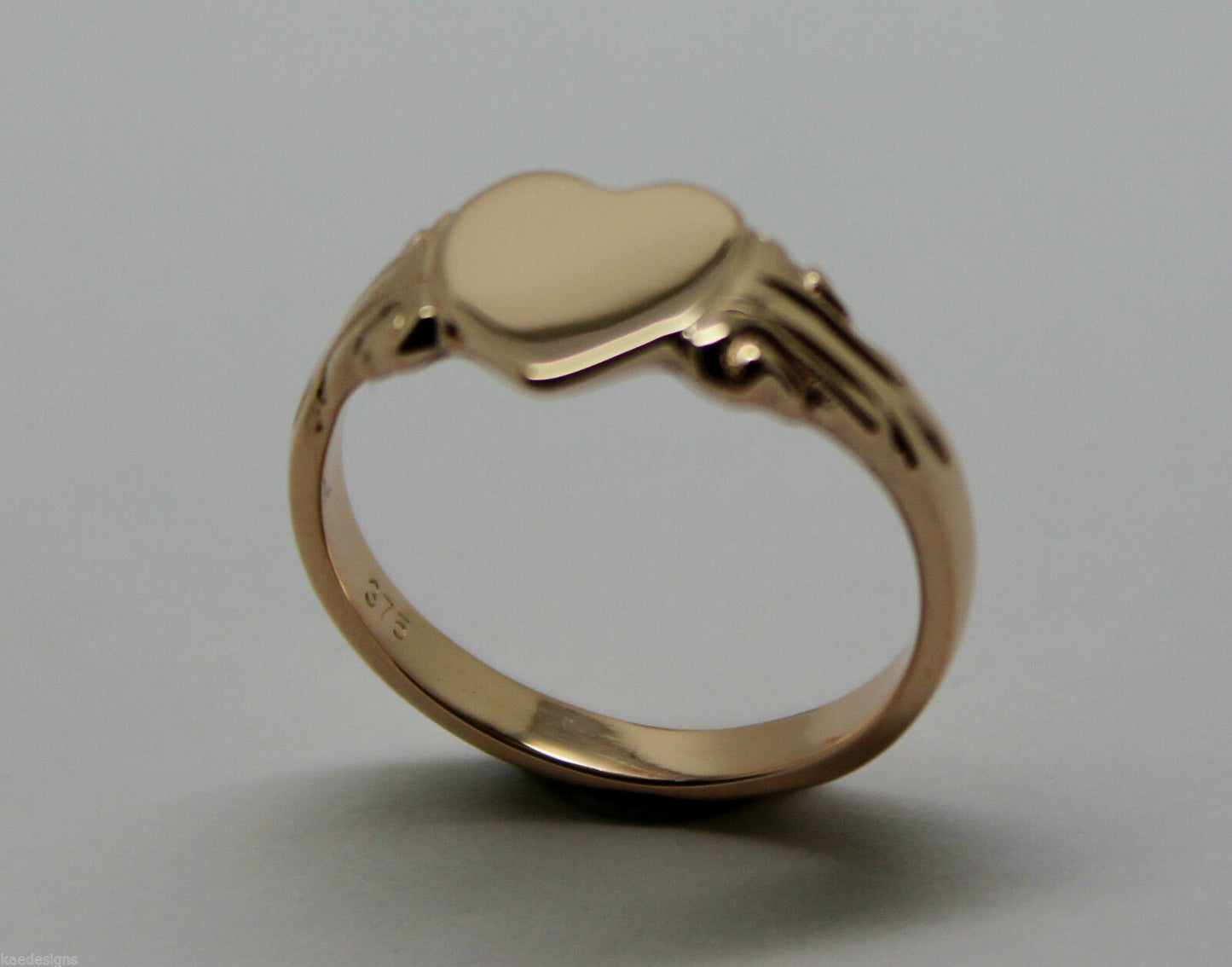 Kaedesigns New Size M Genuine New 9ct Yellow, Rose or White Gold 375 Heart Signet Ring