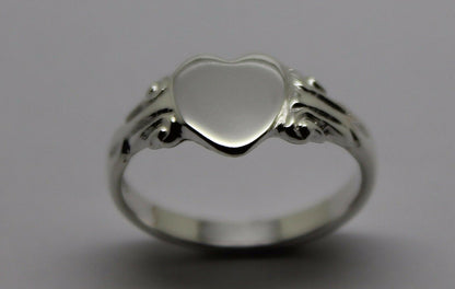 Kaedesigns, Genuine 925 New Childs Solid Sterling Silver Heart Signet Ring