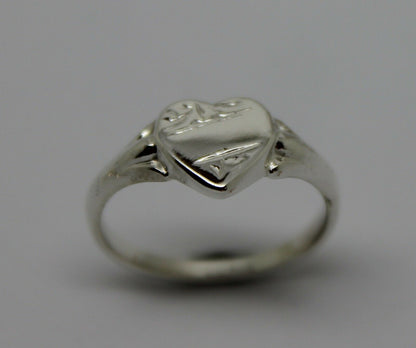 Kaedesigns, Size H New Genuine Sterling Silver 925 Heart Signet Ring 201