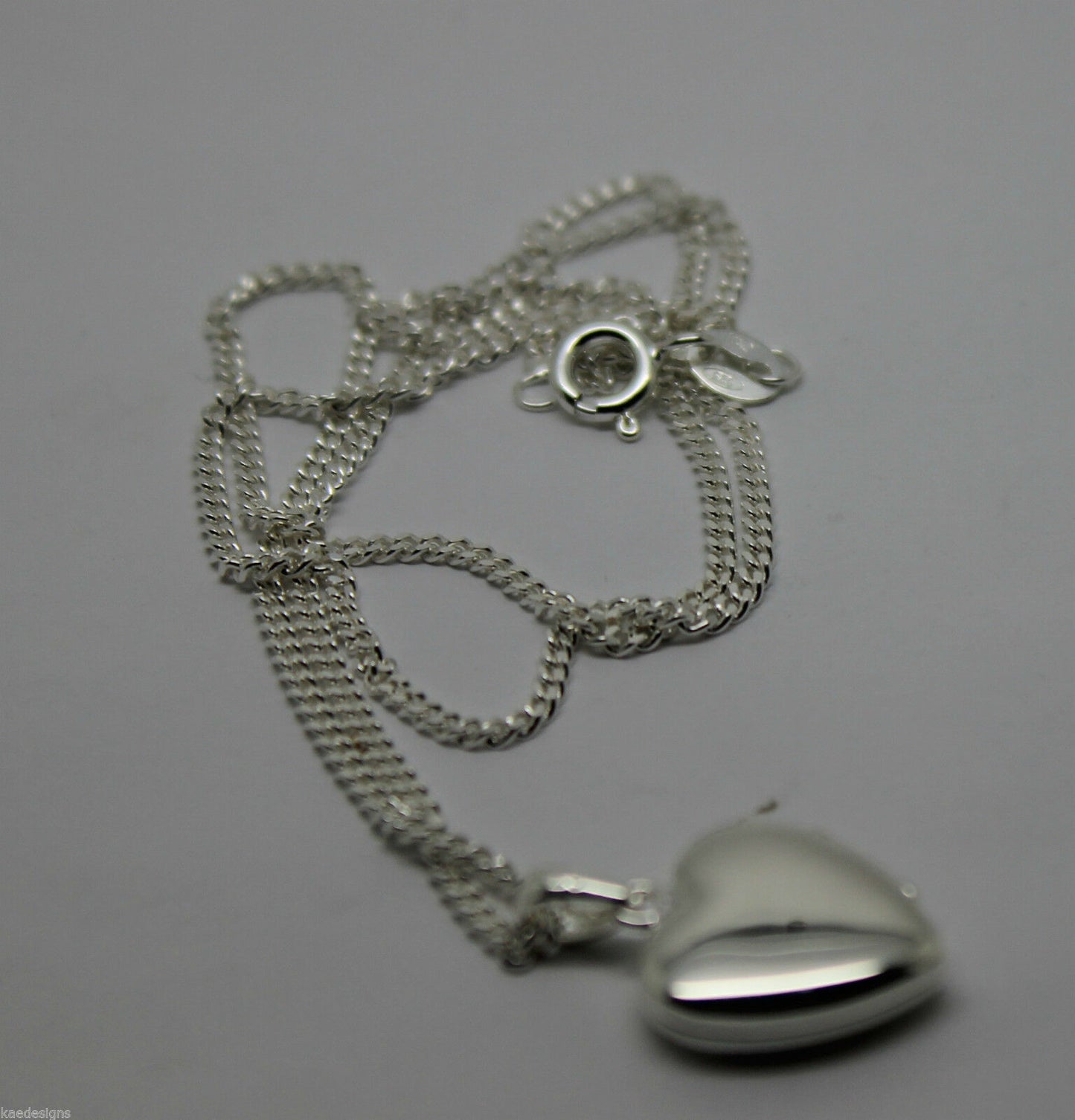 Sterling Silver Heart Locket Pendant 2 Photos & Silver Chain