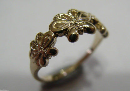 Genuine Solid 9ct White Or Rose Or Yellow Gold Butterfly Ring 282 Choose Size