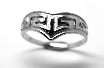 Genuine New Size Q Sterling Silver 925  Celtic Greek Key V Ring