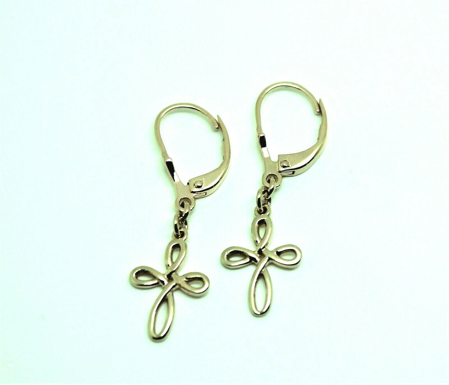 Genuine 9ct Yellow, White Or Rose Gold Continental Hooks Celtic Cross Earrings