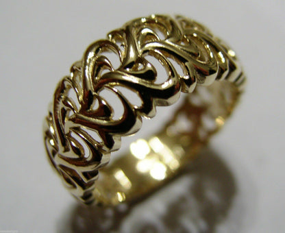 New 9ct 375 Solid Rose Or Yellow Or White Gold Flower Filigree Ring In Your Size