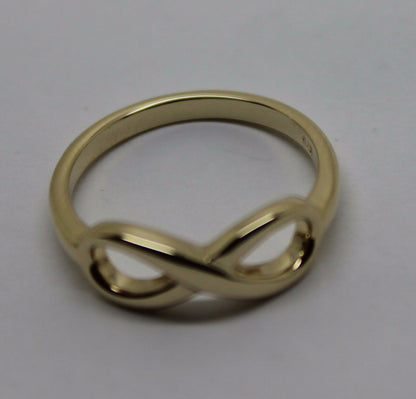 Genuine New 9ct Yellow, Rose or White Gold Solid Infinity Ring Size J