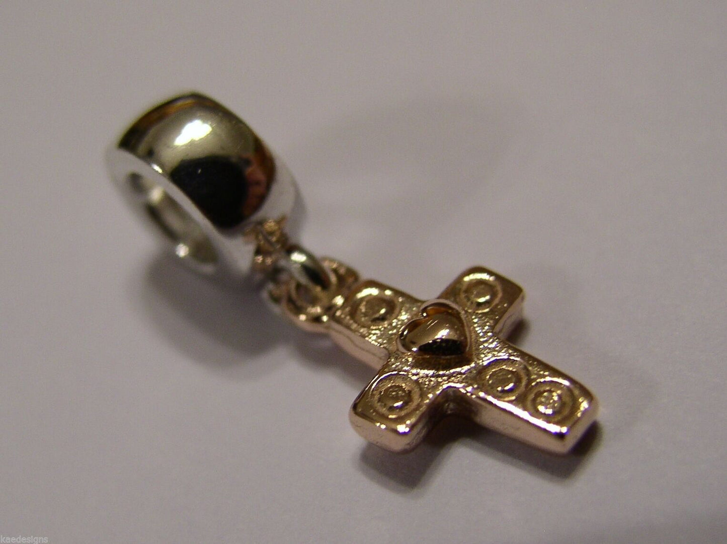 Genuine 9ct Yellow or Rose or White Gold or Silver Cross bead for charm bracelet