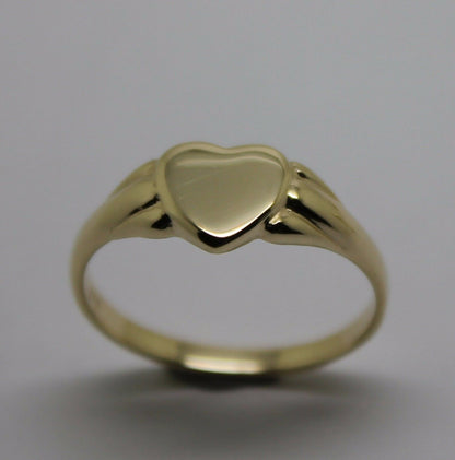 Genuine New Size J Child'S Solid 9ct 9k Yellow, Rose or White Gold Heart Signet Ring