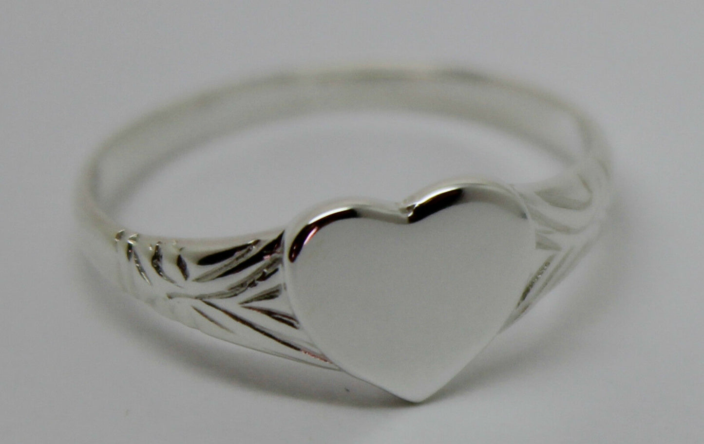 Kaedesigns New Size H Sterling Silver Heart Signet Ring