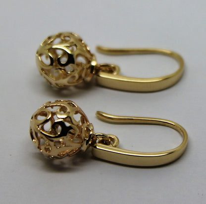 Kaedesigns New Genuine 9ct Yellow, Rose or White Gold 10mm Ball Drop Filigree Earrings