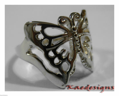 Solid Genuine 9ct White Or Rose Or Yellow Gold Large Butterfly Ring Size Q 236