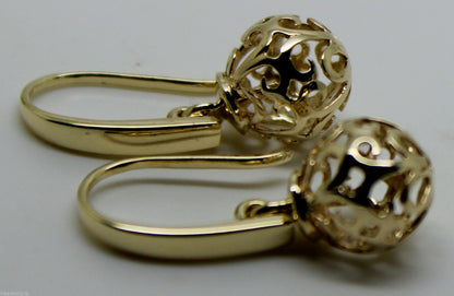 Kaedesigns New Genuine 9ct Yellow, Rose or White Gold 10mm Ball Drop Filigree Earrings