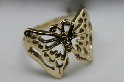 Kaedesigns New Size T Solid 9ct Yellow, Rose or White Gold Filigree Butterfly Ring 236