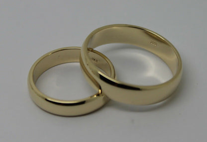 Genuine Custom Made His & Hers Solid 9ct 9K Yellow Gold Wedding Bands Couple Rings