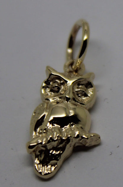 Kaedesigns Genuine 9ct Yellow or Rose or White Gold or Sterling Silver Wise Owl Charm or Pendant