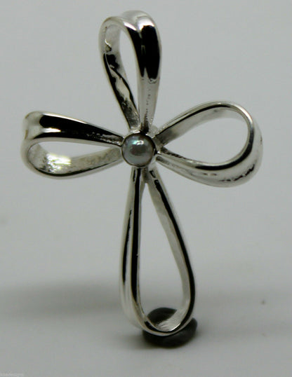 Genuine Sterling Silver 925 Cross Pearl Set Cross Pendant