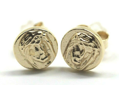 Genuine 9ct 9k Yellow Gold 9mm Stud Jesus Earrings *Free Post