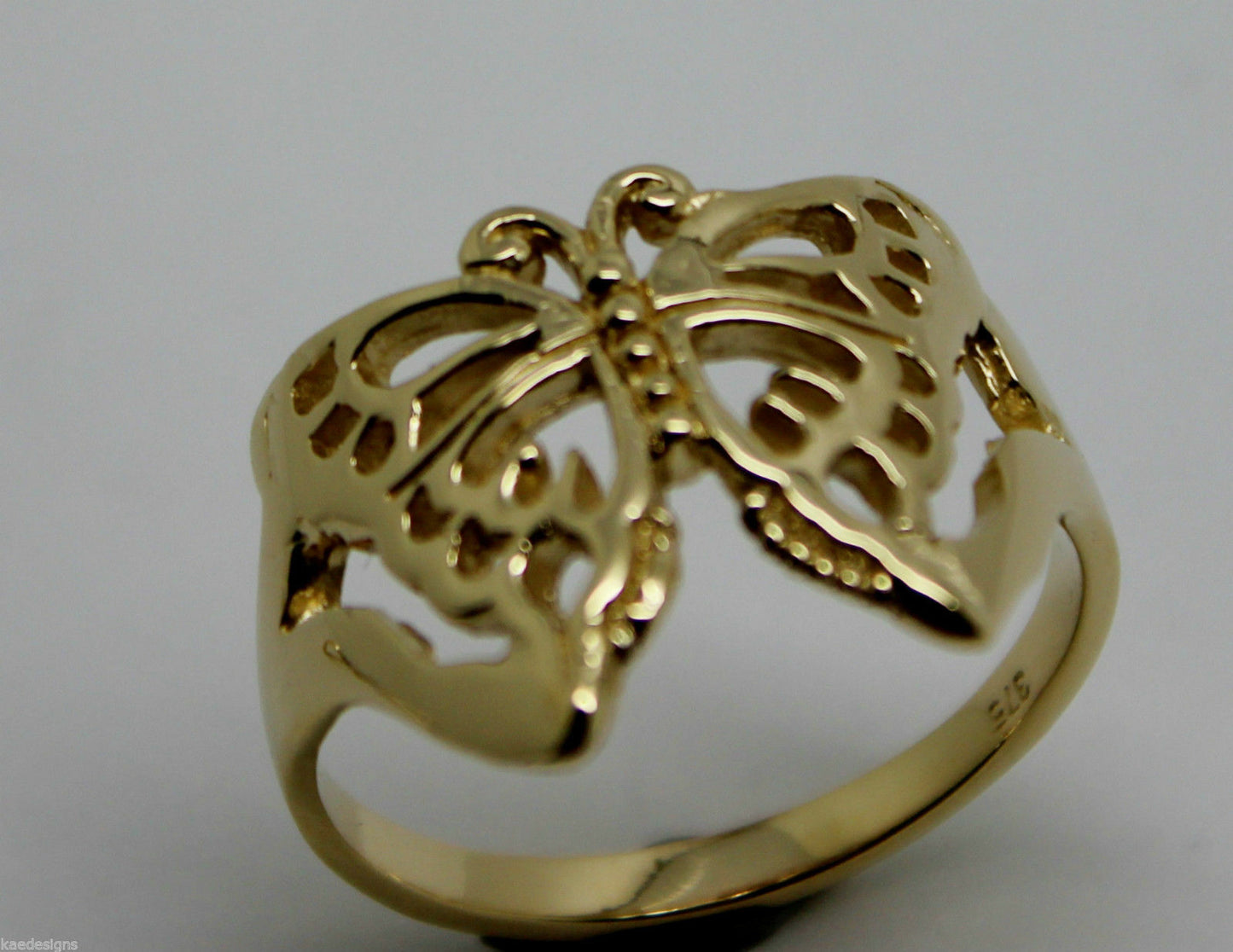 Solid Genuine 9ct White Or Rose Or Yellow Gold Large Butterfly Ring Size Q 236