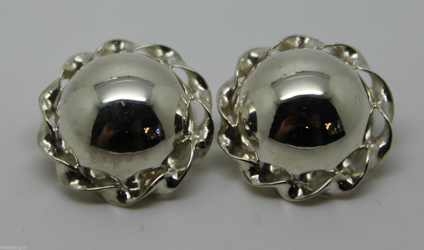 Kaedesigns New Sterling Silver Half Large 20mm Ball Round Clip On Earrings