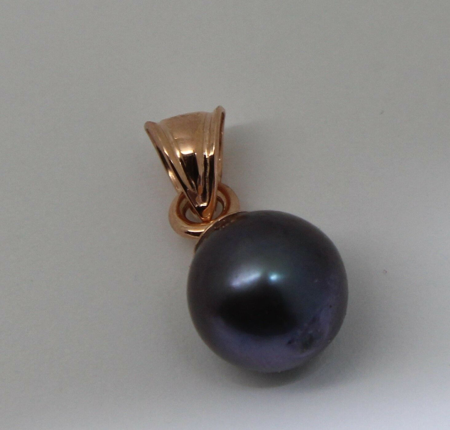 Genuine 9ct Solid Yellow, Rose or White Gold 10mm Freshwater Black Ball Pearl Pendant