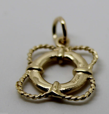 Genuine 9ct Yellow or Rose or White Gold Life Ring Nautical Pendant