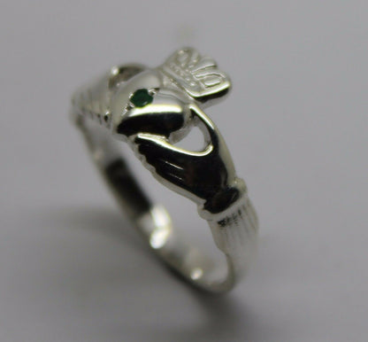 Kaedesigns New Sterling Silver 925 Green Emerald Claddagh Ring - Choose your size