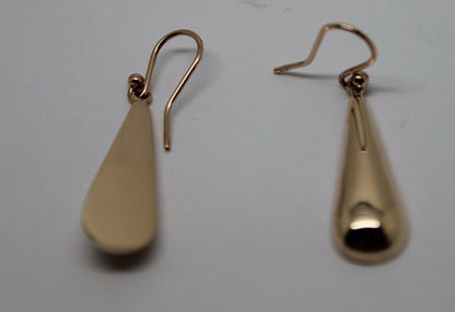 Kaedesigns Genuine 9ct 9kt Solid Yellow, Rose or White Gold Half Teardrop Hook Earrings