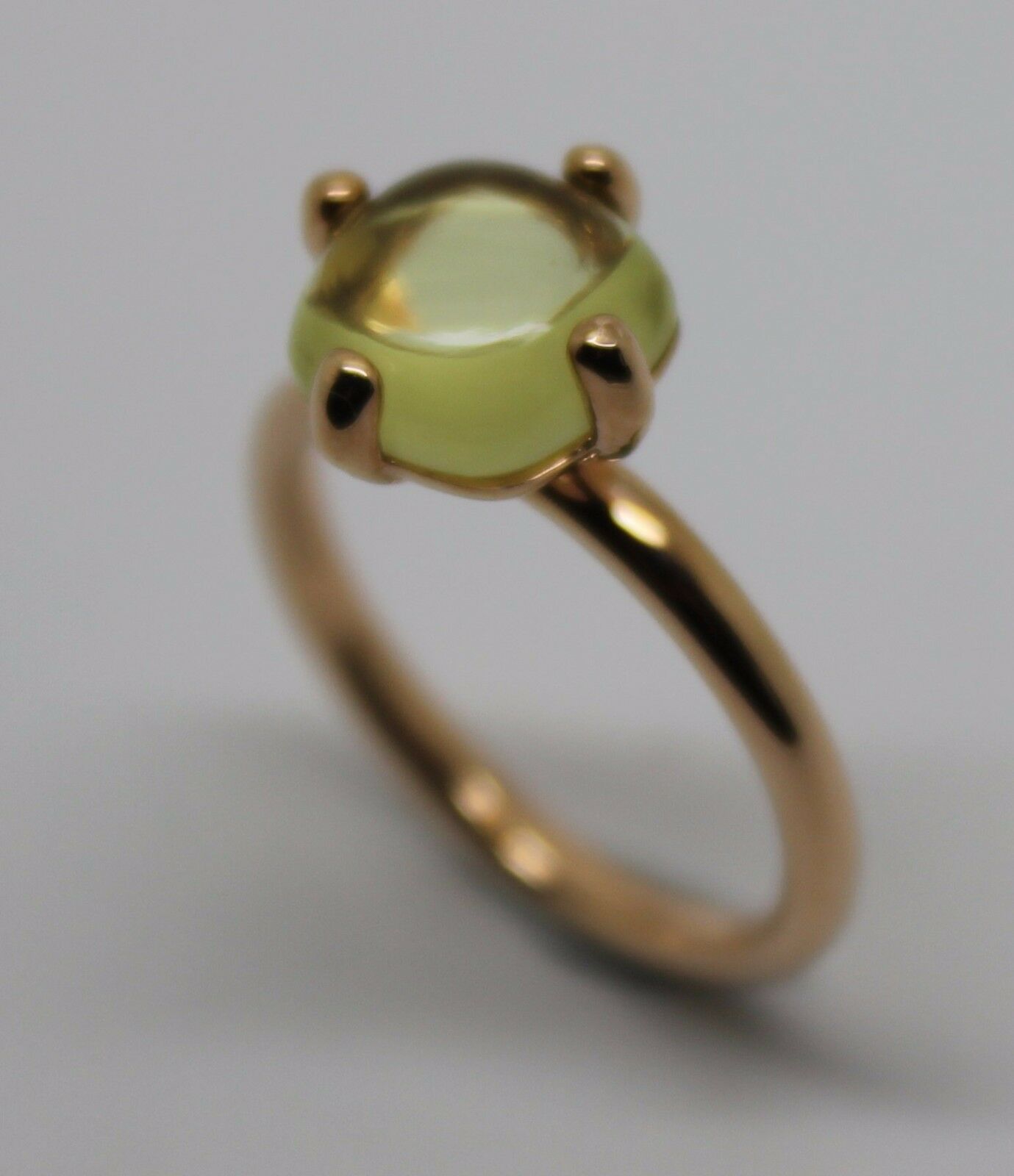 Genuine 9ct Yellow, Rose or White Gold Cabochon Lemon Quartz Stackable Stacker Ring