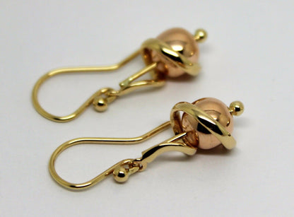 Kaedesigns New Genuine 9ct 9k Yellow & Rose Gold 8mm Swirl Ball Earrings