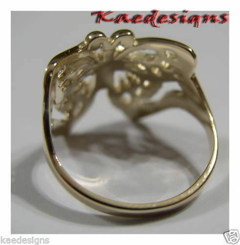 Solid Genuine 9ct White Or Rose Or Yellow Gold Large Butterfly Ring Size Q 236