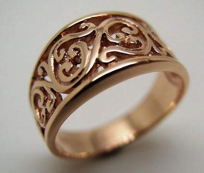 Size R Kaedesigns Genuine 9ct Full Solid Wide Yellow, Rose Or White Gold Filigree Flower Swirl Ring 336