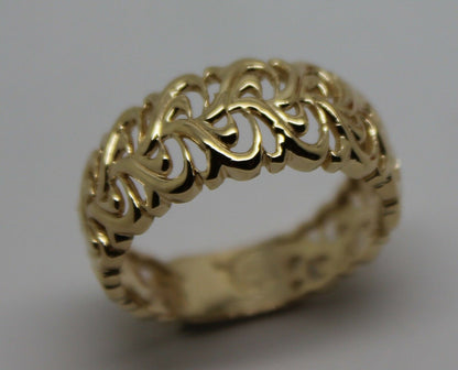 New 9ct 375 Solid Rose Or Yellow Or White Gold Flower Filigree Ring In Your Size