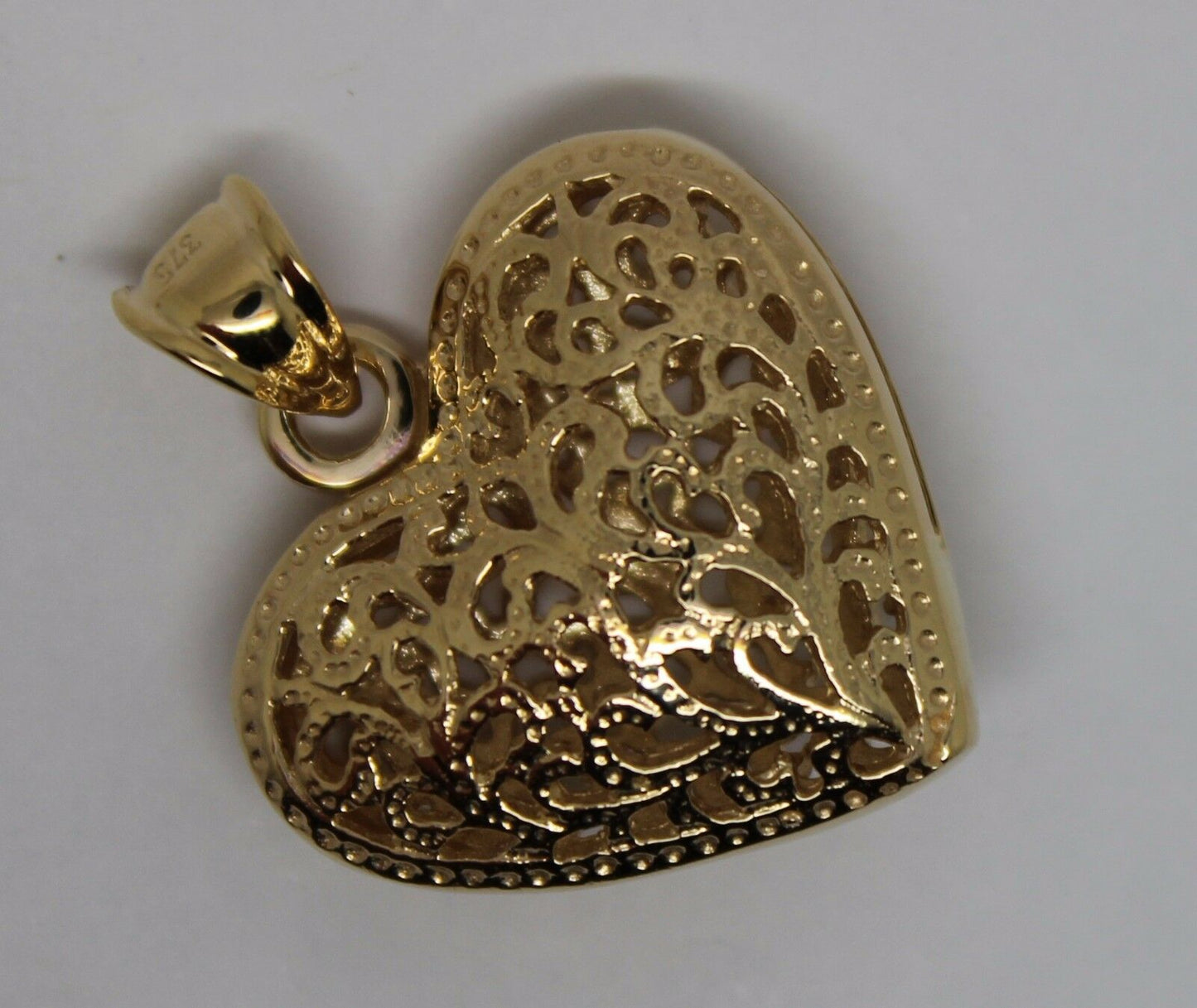 Kaedesigns New Genuine Heavy 9ct Yellow, Rose or White Gold Medium to Large Filigree Heart Pendant