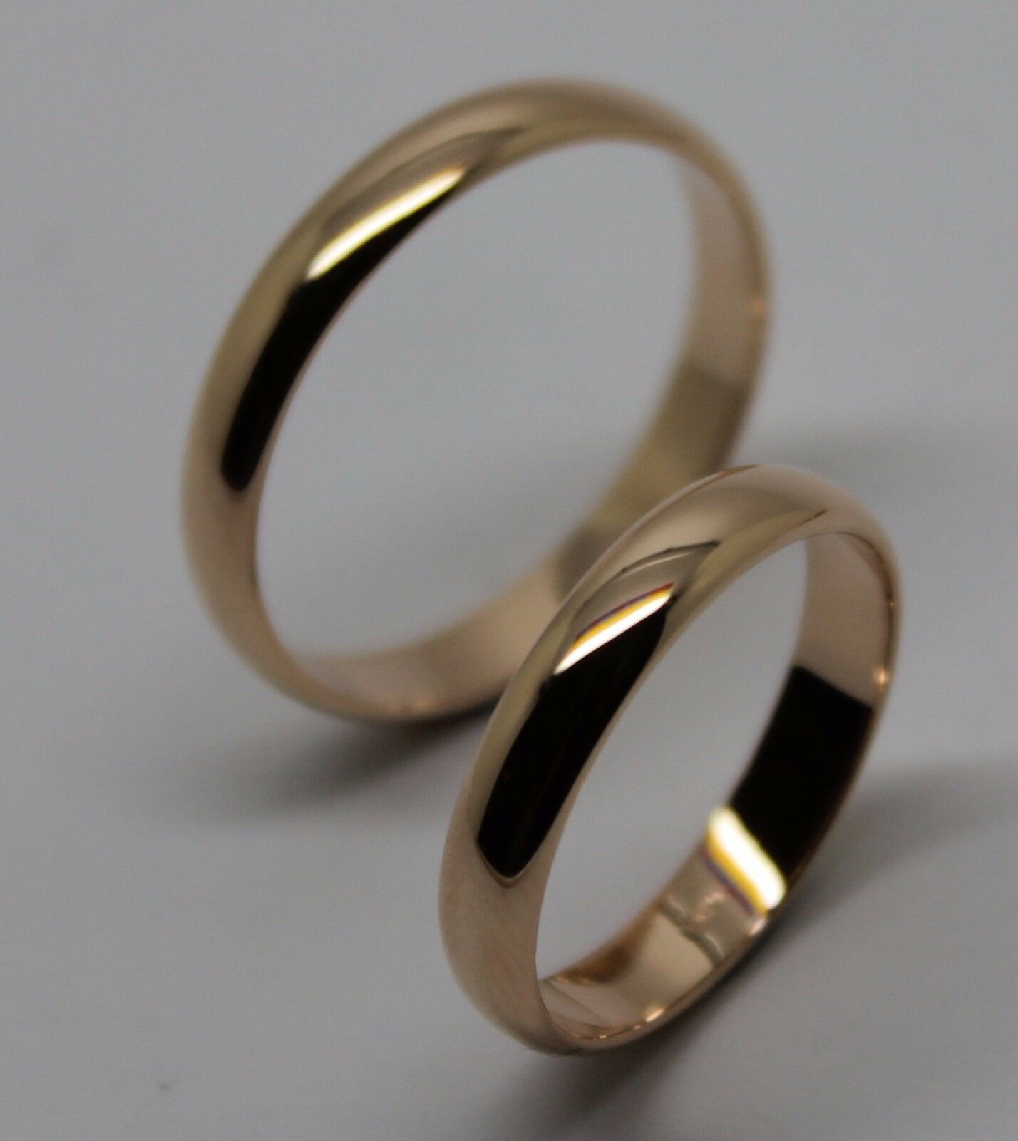 Genuine Custom Made His & Hers Solid 4mm 9ct 9K Rose Gold Wedding Bands Couple Rings