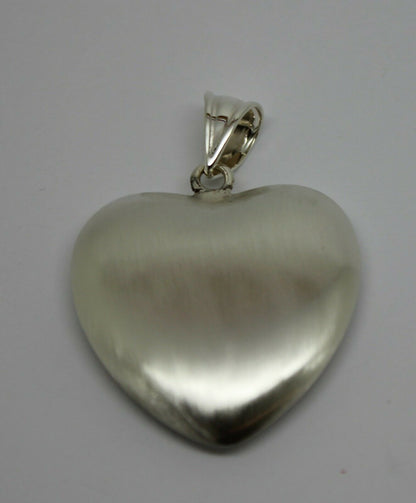 Sterling Silver Matt Finish / Brushed 925 Large Bubble Heart Pendant