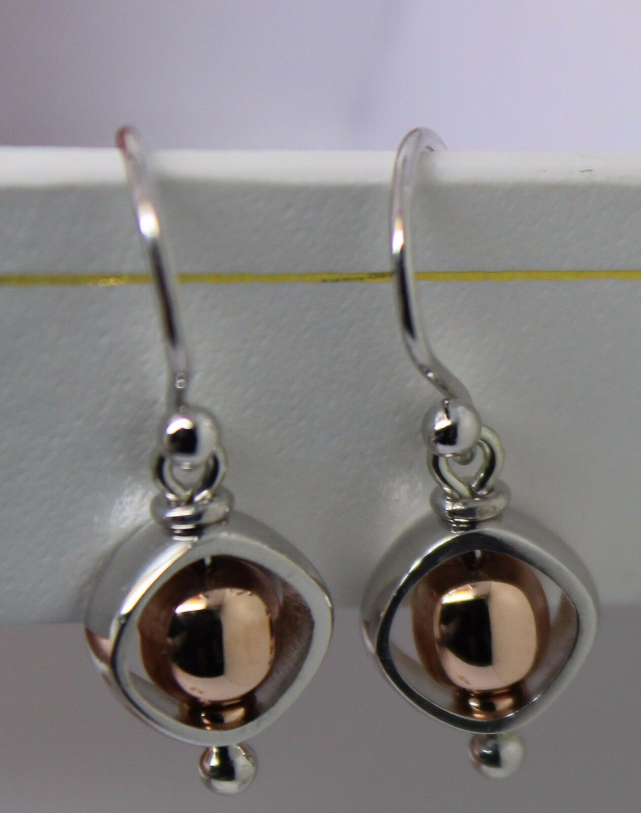 Kaedesigns Genuine 9ct 9kt White & Rose Gold 375 Belcher Ball Drop Earrings