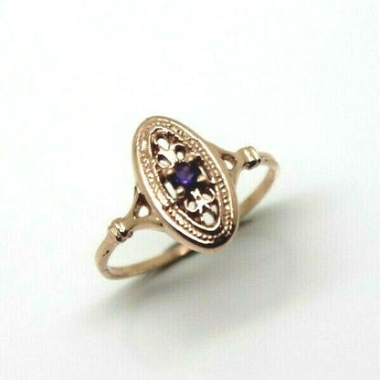 Kaedesigns New Genuine 9ct Yellow, Rose or White Gold Delicate Amethyst Filigree Ring