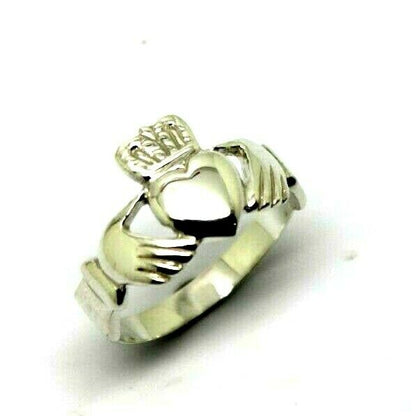 Genuine Solid 9ct 9kt Heavy White Gold Extra Large Irish Claddagh Ring